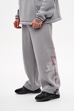 Jogginghose mit weitem Bein und „Ryuu“-Stickerei, grau TUR WEAR 8037507 Foto №7