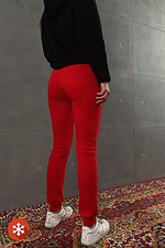 Теплі спортивні штани POCKET з червоного трикотажу на флісі Garne 3037508 фото №3