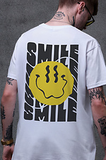 Men's Oversized T-Shirt with Smile Print White Without 8049508 photo №2