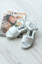 White Leather Ankle-Like Sandals  4205509 photo №4