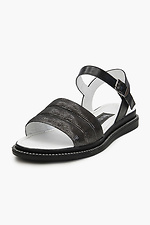 Black Leather Ankle-Loop Sandals  4205510 photo №4