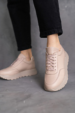 Beige women's sneakers made of genuine leather  8018510 photo №1