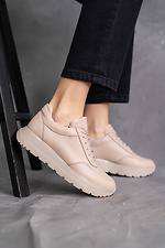 Beige women's sneakers made of genuine leather  8018510 photo №2