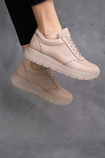Beige women's sneakers made of genuine leather  8018510 photo №4