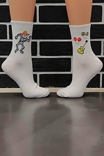 Високі бавовняні шкарпетки білого кольору з малюнками R'N'B SOCKS 8024510 фото №1