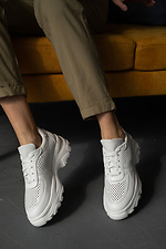 White Perforated Leather Women's Sneakers  8018511 photo №3