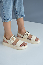 Massive leather sandals with metal decor  8019511 photo №10