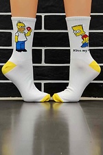 Высокие хлопковые носки белого цвета с Симпсонами R'N'B SOCKS 8024511 фото №1