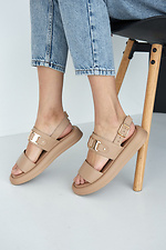 Massive leather sandals with metal decor  8019512 photo №8