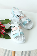 Light leather sandals with straps  4205513 photo №1