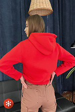 Warm sports sweatshirt POCKET in red jersey with fleece Garne 3037515 photo №3