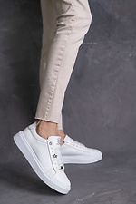 White women's sneakers made of genuine leather  8018515 photo №1