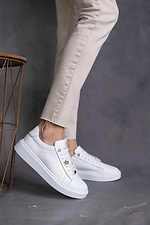 White women's sneakers made of genuine leather  8018515 photo №3