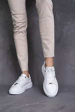 White women's sneakers made of genuine leather  8018515 photo №4