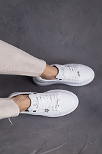 White women's sneakers made of genuine leather  8018515 photo №5