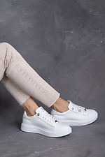 White women's sneakers made of genuine leather  8018515 photo №6