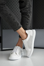 Mesh white leather summer sneakers  8019515 photo №2