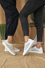 Mesh white leather summer sneakers  8019515 photo №3