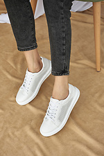 Mesh white leather summer sneakers  8019515 photo №5