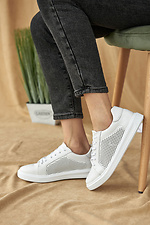 Mesh white leather summer sneakers  8019515 photo №6