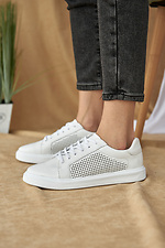 Mesh white leather summer sneakers  8019515 photo №7