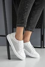 Mesh white leather summer sneakers  8019515 photo №9