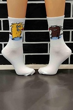 White cotton high socks with beavers R'N'B SOCKS 8024516 photo №1