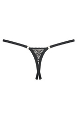 Czarne erotyczne figi stringi z intymnym rozcięciem Obsessive 4026517 zdjęcie №6