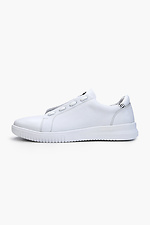 White Leather Flat Lace-Up Sneakers  4205517 photo №1