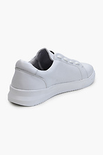 White Leather Flat Lace-Up Sneakers  4205517 photo №3