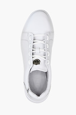 Flache Sneaker aus weißem Leder mit Schnürung  4205517 Foto №4