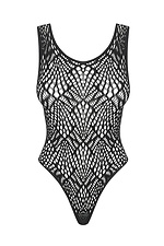 Black erotic sheer mesh bodysuit with slit Obsessive 4026518 photo №5
