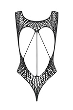 Black erotic sheer mesh bodysuit with slit Obsessive 4026518 photo №6