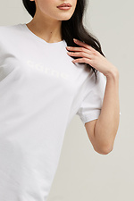 Біла бавовняна футболка оверсайз подовженого крою з брендовим логотипом Garne 9000519 фото №2