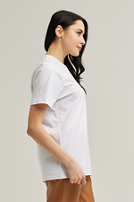 Біла бавовняна футболка оверсайз подовженого крою з брендовим логотипом Garne 9000519 фото №5
