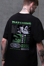 Men's Oversized T-shirt with Watching Black Print Without 8049520 photo №2