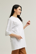 Біла бавовняна футболка оверсайз подовженого крою з брендовим логотипом Garne 9000520 фото №4