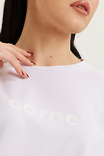 Biały, bawełniany T-shirt oversize z logo marki Garne 9000520 zdjęcie №5