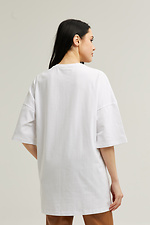 Oversized white cotton T-shirt with branded logo Garne 9000520 photo №6