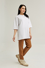 Oversized white cotton T-shirt with branded logo Garne 9000520 photo №7