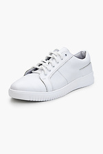 White Leather Flat Lace-Up Sneakers  4205521 photo №2