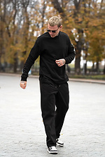 Men's Oversized Cotton Knit Long Sleeve Double Face Black Teamv 8034521 photo №2