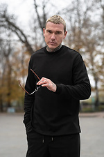 Men's Oversized Cotton Knit Long Sleeve Double Face Black Teamv 8034521 photo №3