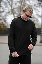 Men's Oversized Cotton Knit Long Sleeve Double Face Black Teamv 8034521 photo №5