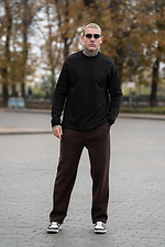 Men's Oversized Cotton Knit Long Sleeve Double Face Black Teamv 8034521 photo №6