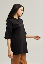 Long-cut black cotton T-shirt with branded logo Garne 9000521 photo №2