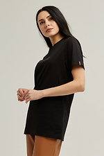 Long-cut black cotton T-shirt with branded logo Garne 9000521 photo №7