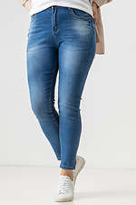 Батальные синие джинсы скинни стрейчевые  4014522 фото №4