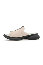 Massive white leather slippers in a sporty style  4205522 photo №4