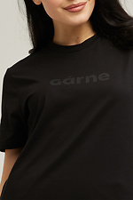 Чорна бавовняна футболка GARNE подовженого крою з брендовим логотипом Garne 9000522 фото №2